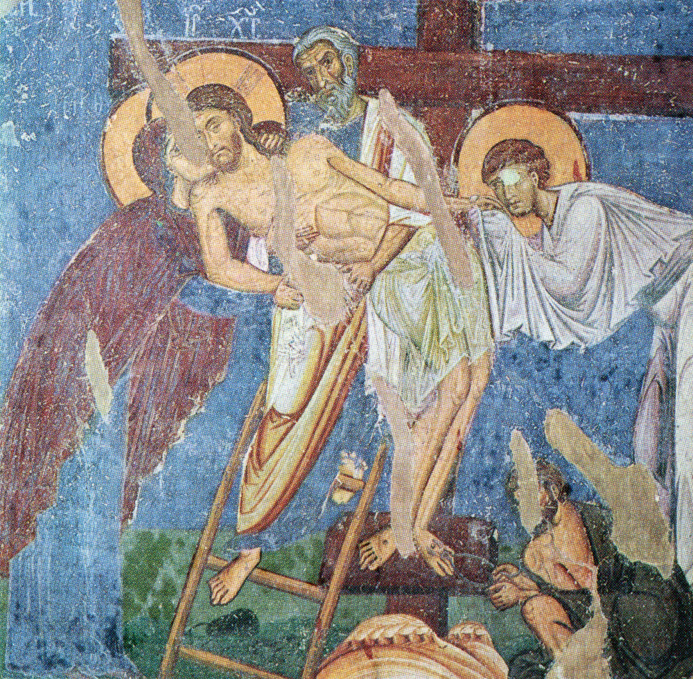 Манастир Св. Пантелејмон, »Симнување од крстот« (XII в.) фреска