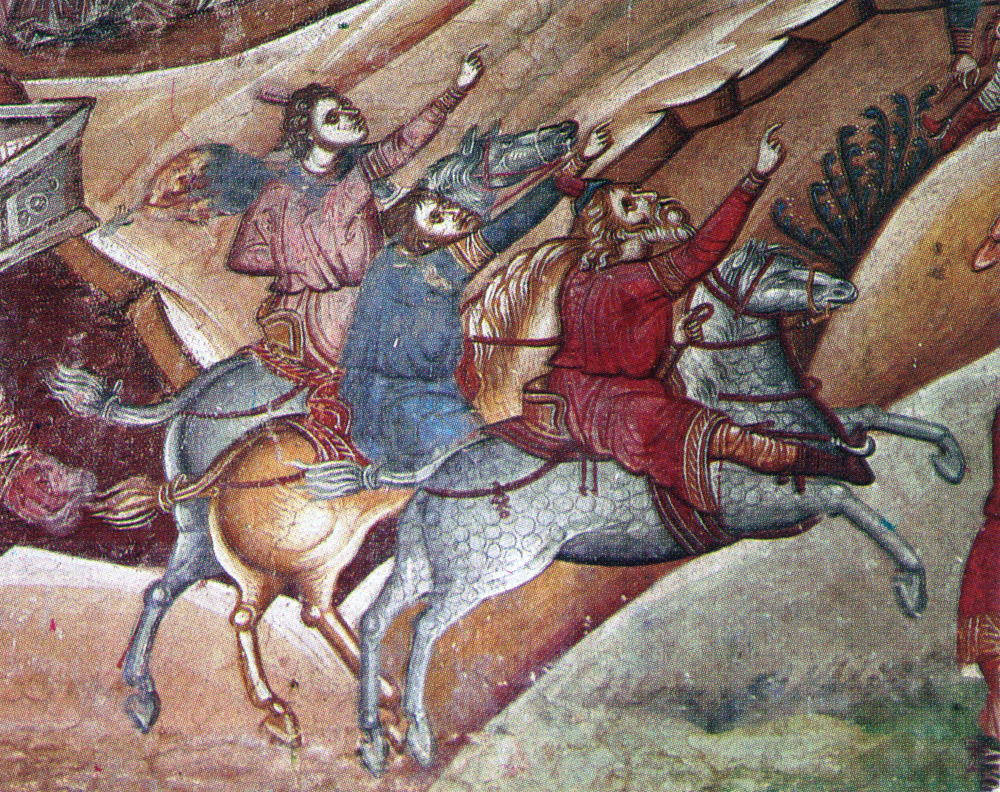 Марков манастир »Богородичен акатист«, детаљ (XIV в.) фреска